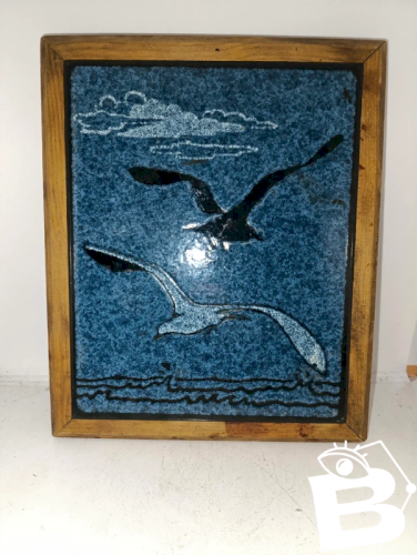 dessous de plat vintage en ceramique à decor doiseaux en bon etat