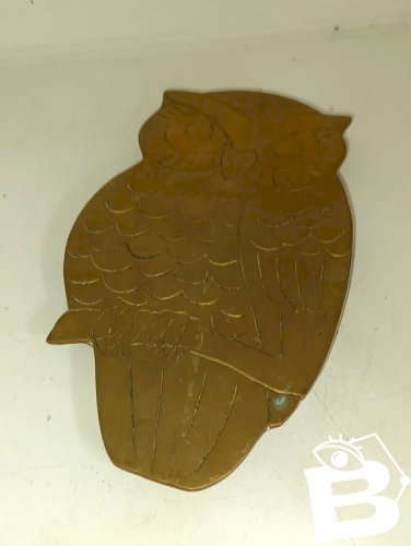 dessous de plat vintage en laiton forme hibou en bon etat