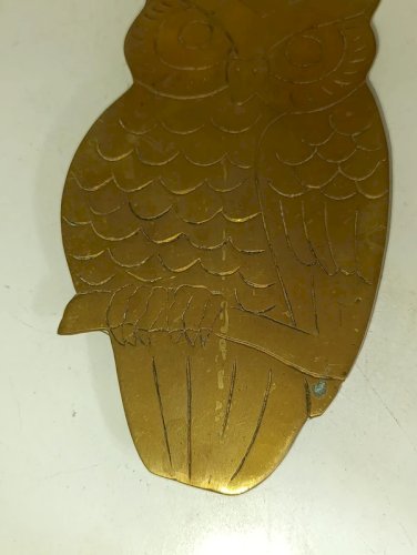 dessous de plat vintage en laiton forme hibou en bon etat