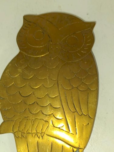 dessous de plat vintage en laiton forme hibou en bon etat