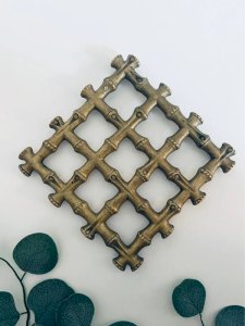 Vintage Bamboo Imitation Brass Trivet 70s Chic Japandi