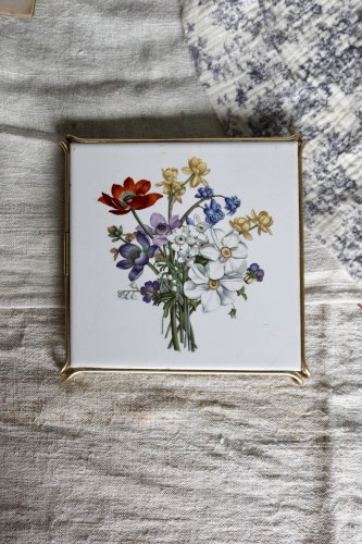 Dessous de plat vintage Villeroy & Boch – Carreau de faïence à fleurs