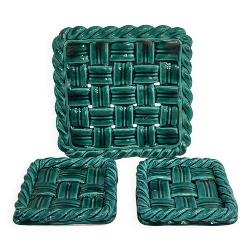 Dessous plat / bouteille Vallauris céramique tressée