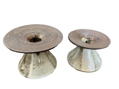 deux Bougeoirs  Grès Vintage brutaliste artisanat signés à identifier potiers
