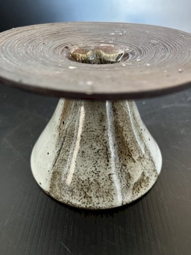 deux Bougeoirs  Grès Vintage brutaliste artisanat signés à identifier potiers