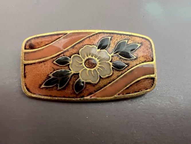 Deux broches émaillée style art déco vers 1980 vintage floral
