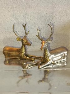 two brass deer sculptures in good condition