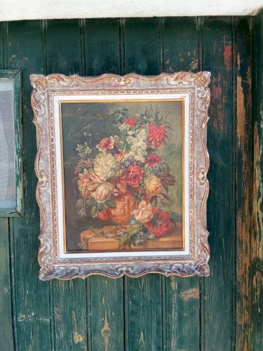 Deux tableaux . Peintures à l'huile, " bouquet de fleurs " . Période vers 1940