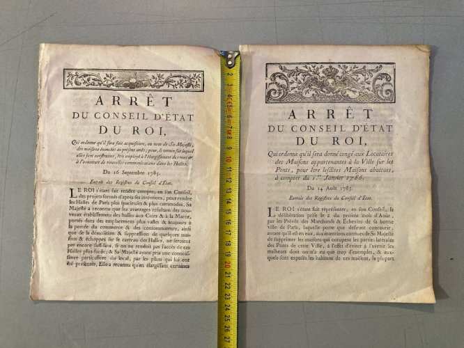 Document  Louis XVI France 1785 Arrêté  Du Conseil D’état Du Roi Gravure Ancien
