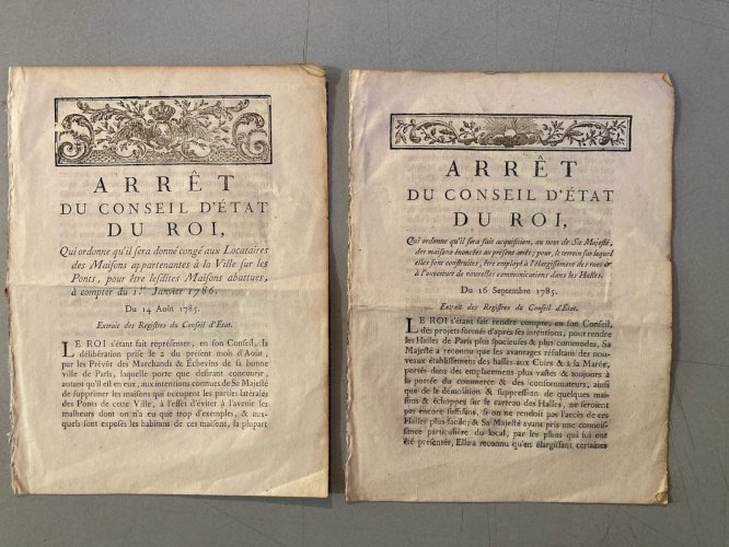 Document  Louis XVI France 1785 Arrêté  Du Conseil D’état Du Roi Gravure Ancien