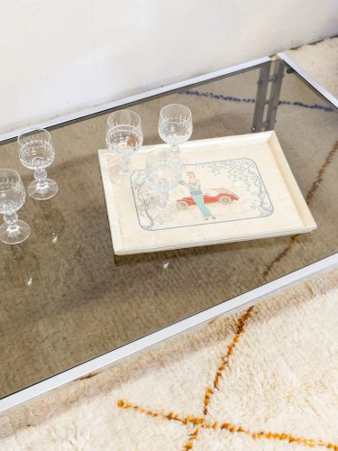 Donna, la table basse chromée en verre fumé N°666