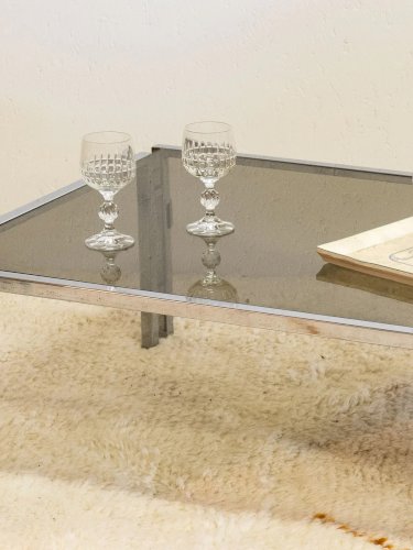 Donna, la table basse chromée en verre fumé N°666