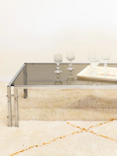 Donna, la table basse chromée en verre fumé N°666