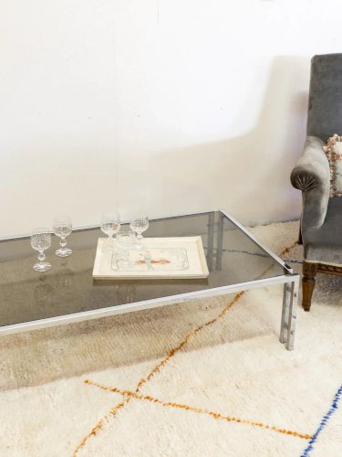 Donna, la table basse chromée en verre fumé N°666