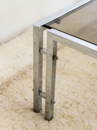 Donna, la table basse chromée en verre fumé N°666