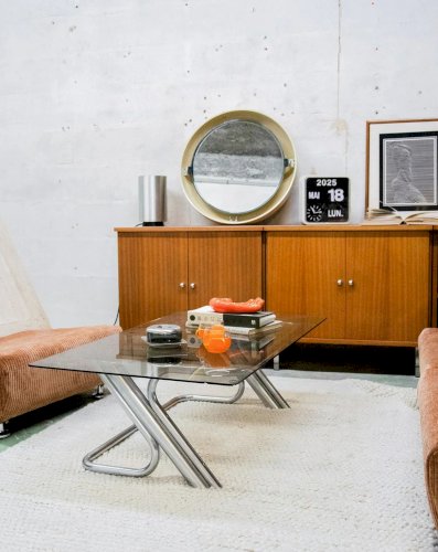 Donna, la table basse en chrome et verre N°415