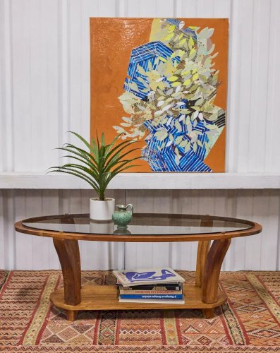 Donna, la table basse en merisier et verre N°661