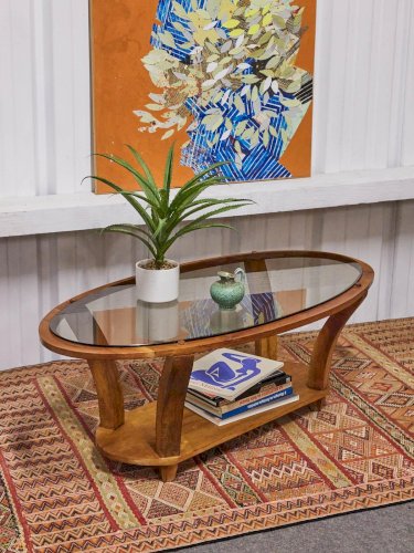 Donna, la table basse en merisier et verre N°661