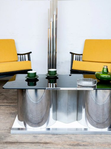 Donna, la table basse en métal et verre N°74