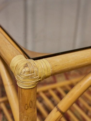 Donna, la table basse en verre et osier N°660