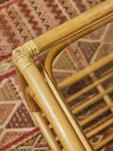 Donna, la table basse en verre et osier N°660