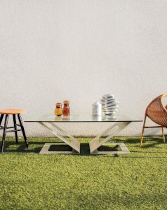 Donna, the modular coffee table in chrome and glass No. 727