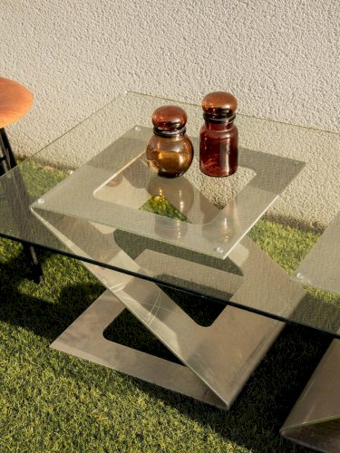 Donna, la table basse modulable chrome et verre N°727