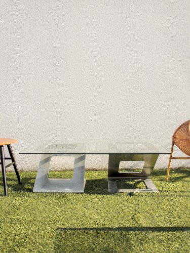 Donna, la table basse modulable chrome et verre N°727