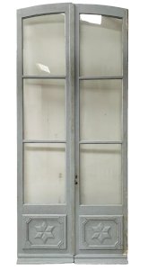 Double passage doors in patinated wood, 19th century