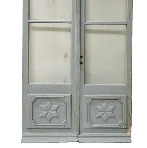 Double portes de passage en bois patiné XIX siècle