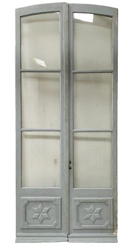 Double portes de passage en bois patiné XIX siècle