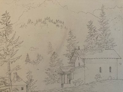 Drawing 1850 XIXth Chartreuse Casalibus Old Classic Original Art