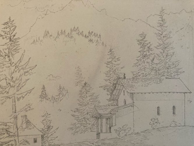 Drawing Dessin 1850 XIXe Chatreuse Casalibus Ancien Old Art Classique Original