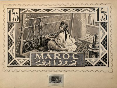 Drawing 1920 Study Stamp orientalism Achille OUVRÉ Morocco Portrait Art