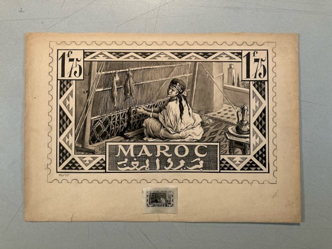 Drawing Dessin 1920 Étude Timbre orientalisme Achille OUVRÉ Maroc Portrait Art