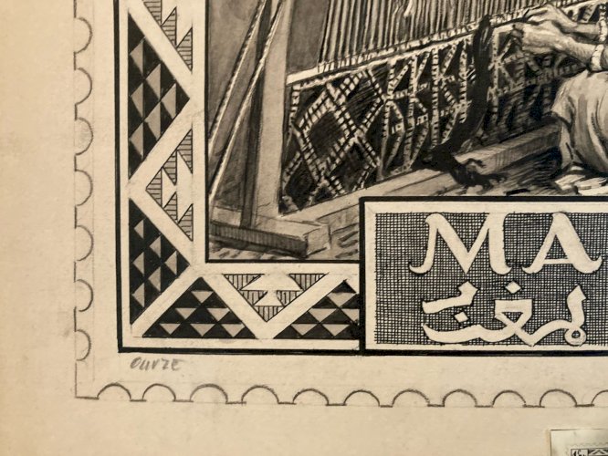 Drawing Dessin 1920 Étude Timbre orientalisme Achille OUVRÉ Maroc Portrait Art