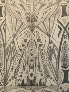 Drawing 1949 Pencil Abstract Geometric Abstraction Old Art 20th Century