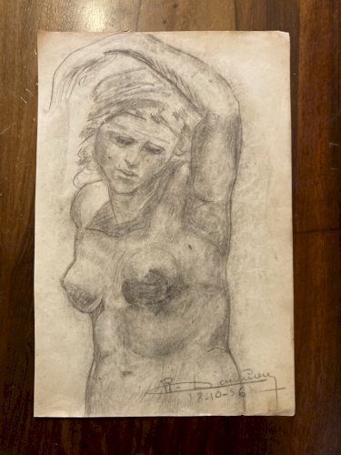 Drawing Dessin Ancien Crayon Femme 1920 Old Original Classique Antique Art Deco