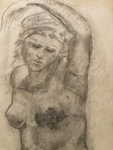 Drawing Dessin Ancien Crayon Femme 1920 Old Original Classique Antique Art Deco