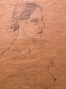 Drawing Pencil Portrait Bust Woman Expressionist Expressionism 1920