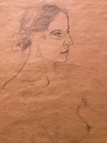 Drawing Dessin Crayon Portrait Buste Femme Expressionniste Expressionnisme 1920