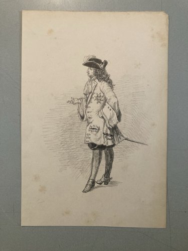 Drawing Dessin Crayon Portrait Ordre royal et militaire de Saint-Louis XIXe Art