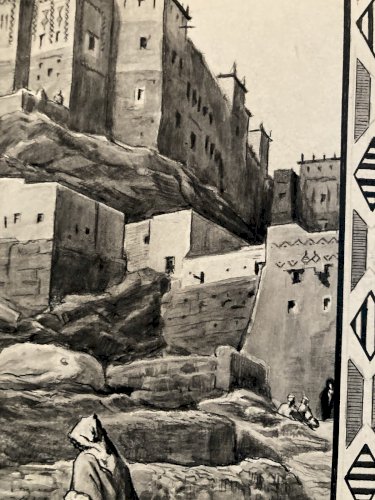 Drawing Dessin Encre 1920 Étude Timbre Maroc orientalisme Achille OUVRÉ Original