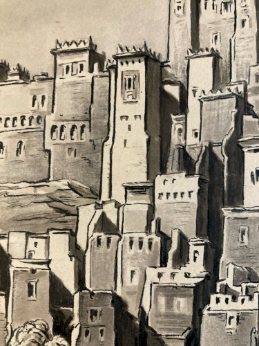 Drawing Dessin Encre 1920 Étude Timbre orientalisme Achille OUVRÉ Maroc Original