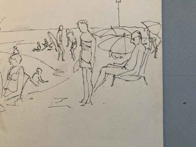 Drawing Dessin Encre Gruissan Mer Méditerranéen Wagrez a Identifier Plage 1980