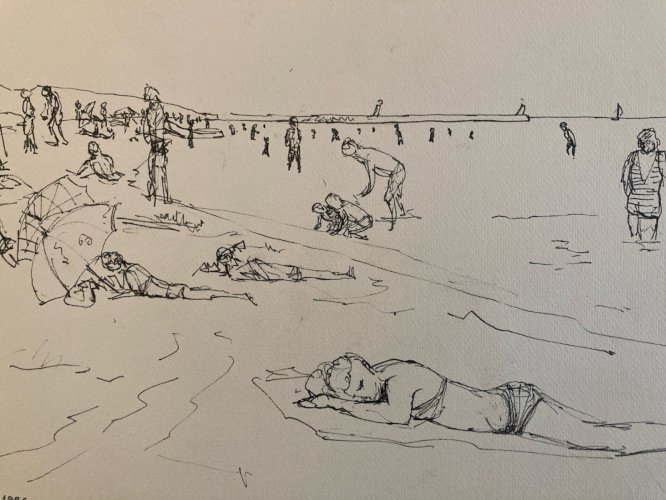 Drawing Dessin Encre Gruissan Mer Méditerranéen Wagrez a Identifier Plage 1986