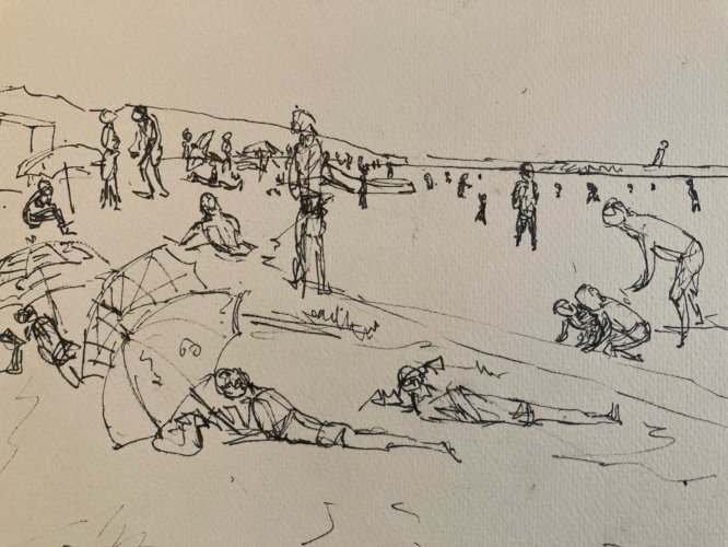Drawing Dessin Encre Gruissan Mer Méditerranéen Wagrez a Identifier Plage 1986