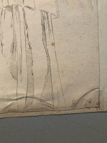 Drawing Dessin Encre XVIIIe d’ Hygie (Hygieia) Grec Grecque Santé Serpent Old