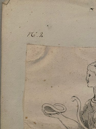 Drawing Dessin Encre XVIIIe d’ Hygie (Hygieia) Grec Grecque Santé Serpent Old