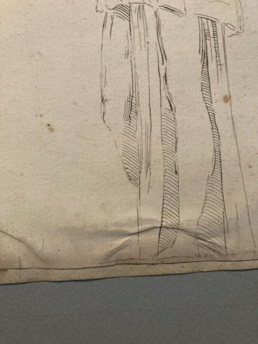 Drawing Dessin Encre XVIIIe d’ Hygie (Hygieia) Grec Grecque Santé Serpent Old